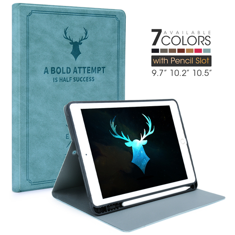 Чехол для iPad со слотом для стилуса для Air1/Air2/9,7/10,2/Pro10.5/Pro11, кожаный чехол с магнитной подставкой для 6/7-го поколения Pad2/3/4 Mini ► Фото 1/6