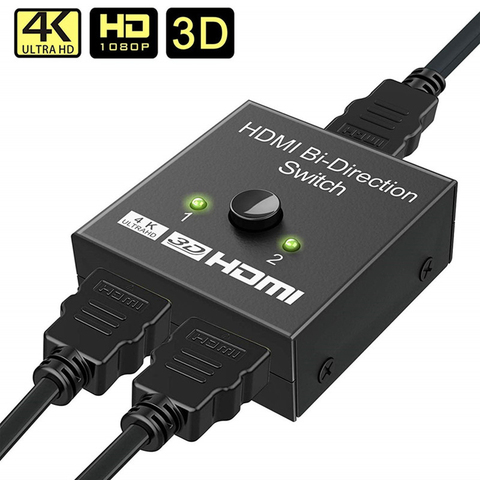 Сплиттер HDMI, переключатель 4K, HDMI, 2 порта, двунаправленный, 1x2 / 2x1 Порты Sup, Ultra HD 4K 1080P 3D HDR HDCP для PS4, Xbox, HDTV ► Фото 1/6