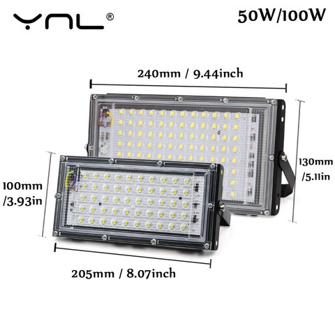 Светодиодный прожектор 50 Вт 100 Вт SMD, прожсветильник переменного тока 220 В, Светодиодный точечный светильник, наружная Водонепроницаемая нас... ► Фото 1/6