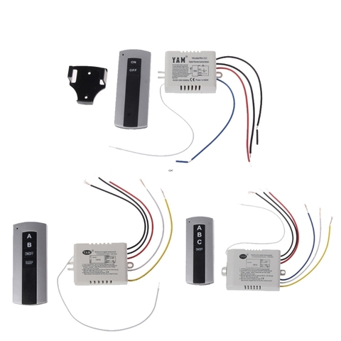 Беспроводной 1 канал 2 канала 3 канала на включение/выключение лампы дистанционного Управление переключатель приемник передатчик Прямая доставка ► Фото 1/6