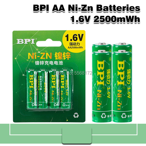 Перезаряжаемая батарея BPI AA 1,6 МВт/ч никель-Цинковый аккумулятор 1,5 в с чехлом для игрушек, MP3, камеры вместо в ► Фото 1/6