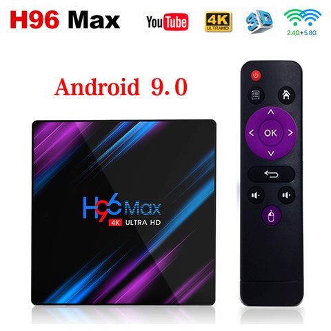 ТВ-приставка H96 MAX, 4 + 64 ГБ, Android 9,0, Rockchip RK3318, 1080P, 4K, Google Store ► Фото 1/6