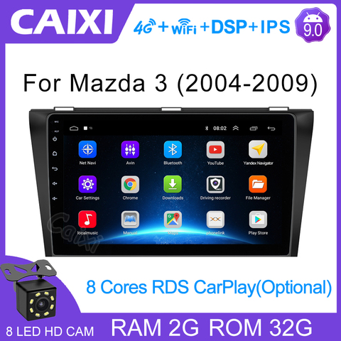 Мультимедийный проигрыватель CAIXI, 9 дюймов, Android 9,0, 2 ГБ + 32 ГБ ОЗУ, 2 din, радио, 2 din, DVD, для Mazda 3 2004 2005 2006-2013 maxx axela ► Фото 1/6