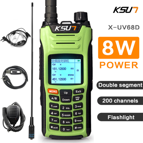 KSUN X-UV68D(MAX) портативная рация 8 Вт высокомощная Двухдиапазонная портативная двухсторонняя любительская радиостанция коммуникатор HF приемоп... ► Фото 1/6