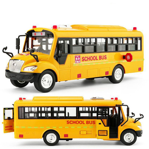 Детская Игрушечная модель школьного автобуса, инерционная музыкальная модель автомобиля с звуком и подсветкой, игрушка для мальчиков, большой размер ► Фото 1/1