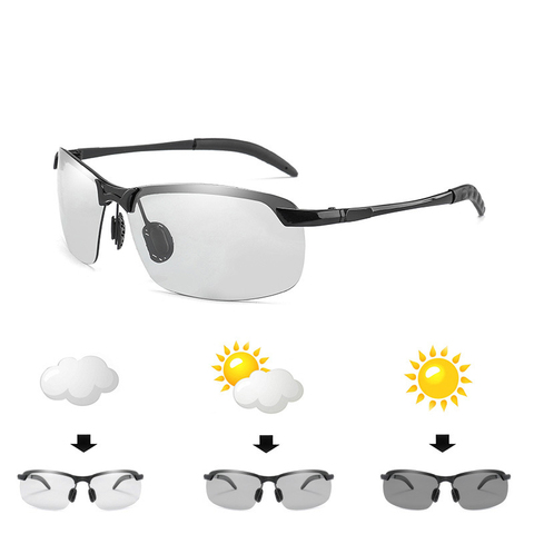 Фотохромные солнцезащитные очки для мужчин, брендовые дизайнерские поляризационные солнцезащитные очки-хамелеоны, антибликовые очки для вождения ► Фото 1/6