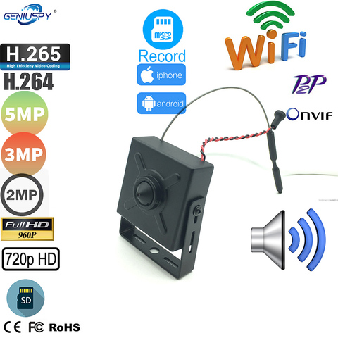 Geniuspy 720P 960P 1080P 3MP 5MP Camhi самая маленькая Мини WIFI ip-камера P2P со слотом для sd-карты Wifi AP беспроводная камера с аудио ► Фото 1/6