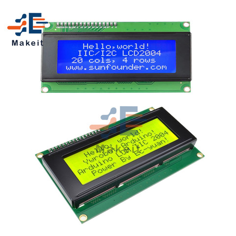 Желто-синий дисплей LCD2004 IIC I2C TWI последовательный интерфейс SPI модуль адаптера 20X4 HD44780 экран подсветки символа для Arduino ► Фото 1/6