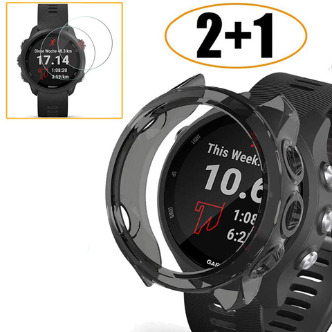 Защитный чехол 2-в-1 + Защита экрана для Garmin Forerunner 245 245, музыкальный Мягкий защитный чехол из ТПУ, защитная пленка из закаленного стекла ► Фото 1/6