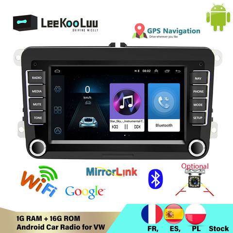 Автомагнитола LeeKooLuu, мультимедийная стерео-система на Android, с GPS, для VW/Volkswagen, Skoda Octavia, golf 5, 6, touran, passat B6, polo, Jetta, типоразмер 2 Din ► Фото 1/6