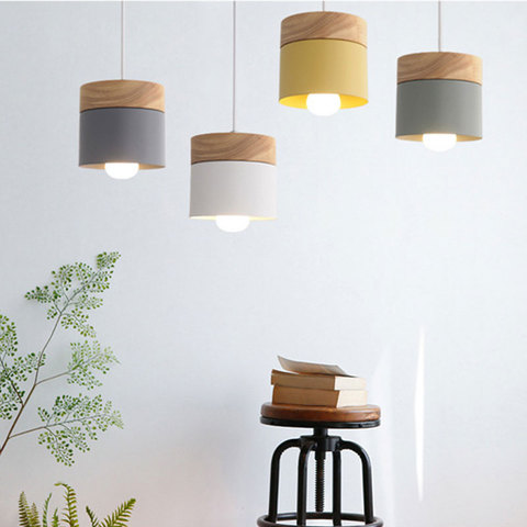 Nordic simplicity LED E27, подвесной светильник, современный подвесной светильник в виде макарона, улучшение дома, железная и деревянная декоративная ... ► Фото 1/6
