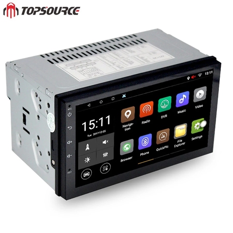 Автомобильный DVD-плеер TOPSOURCE Universal, 7 дюймов, 2 din, Rds, GPS-навигация, Wi-Fi, Bluetooth, Android 7,1, четырехъядерный процессор, 1 ГБ/16 ГБ, 1024*600 ► Фото 1/1