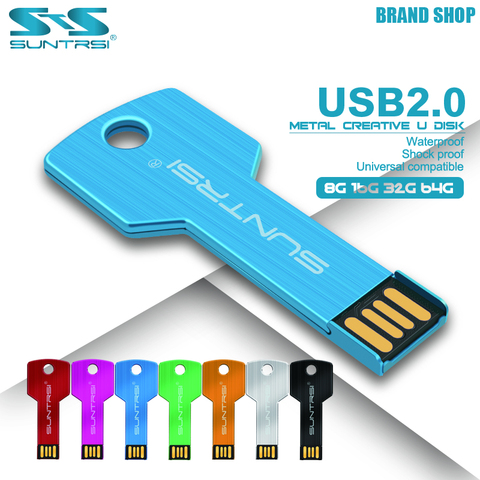 USB флеш-накопитель Suntrsi, 8 ГБ, 16 ГБ, флеш-накопитель 32 ГБ, 64 ГБ, 128 ГБ, Водонепроницаемая usb-флешка, u-диск, 2 ключа, подарок для ПК ► Фото 1/6