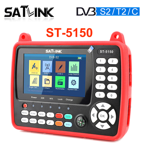 Satlink ST-5150 спутниковый искатель DVB-S2 DVB-T2 DVB-C HD комбинированный измеритель H.265 HEVC MPEG-4 QPSK 8PSK 16apsk 4,3 дюймов TFT vs ws-6980 ► Фото 1/6