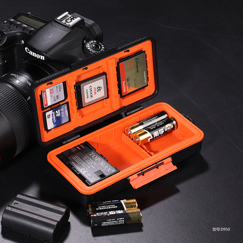 Красно-синий чехол для хранения батареи камеры, противоударный защитный чехол для аккумулятора AA SD CF XQD, держатель для карты памяти, LENSGO D950 ► Фото 1/6