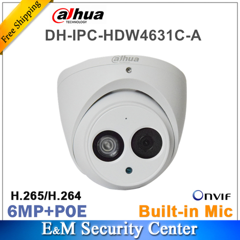 Оригинальный dahua IPC-HDW4631C-A с логотипом сетевая IP камера 6MP IR POE CCTV Mic встроенный купол H265 металл ► Фото 1/1