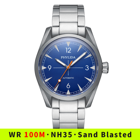 Мужские Водонепроницаемые механические наручные часы NH35 с синим циферблатом, 100 м ► Фото 1/6