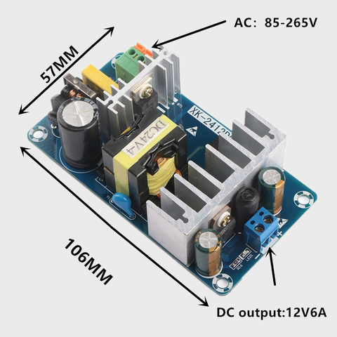 AC 85-265V to DC 12V 24V-6A 100W Импульсный блок питания, Модуль блока питания ► Фото 1/6