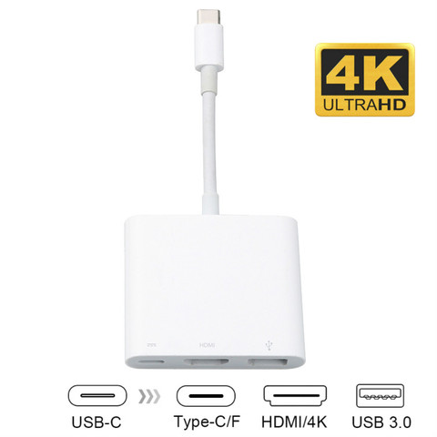 Многофункциональный адаптер Type-C USB C к HDMI USB 3,1 Type C, кабель-переходник типа «Папа-мама», преобразователь для зарядки, цифровой AV мультипорт ► Фото 1/6