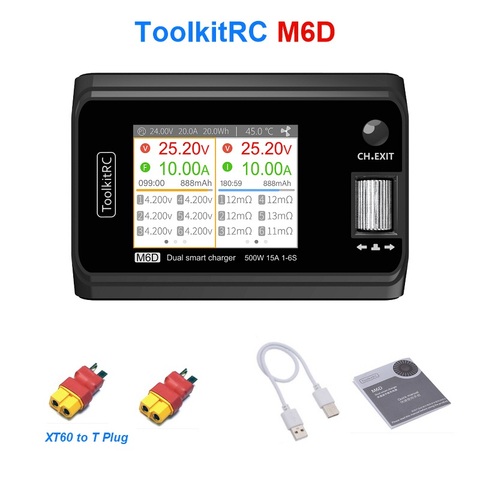 ToolkitRC M6D 500 Вт 15A Высокая мощность DC двойное умное зарядное устройство Dis зарядное устройство для 1-6S Lipo LiHV Лев NiMh Pb батарея ► Фото 1/6