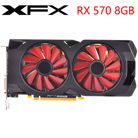 Видеокарта XFX RX 570, 8 ГБ, 500 бит, GDDR5, графические карты для AMD RX 580 серии, VGA карты RX570, б/у DisplayPort HDMI DVI ► Фото 1/6