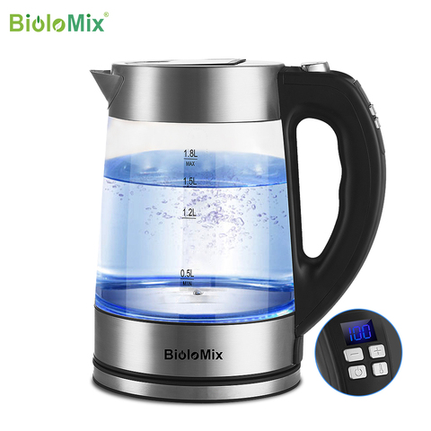 BioloMix 1.8L синий светодиодный светильник цифровой стеклянный чайник 2200 Вт чайник для чая и кофе с контролем температуры и функцией сохранения ... ► Фото 1/6