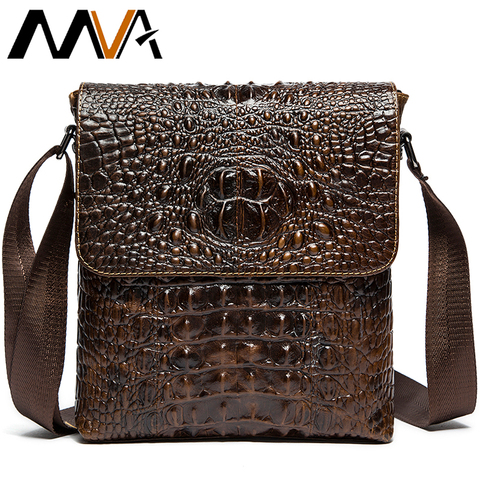 Мужская брендовая сумка через плечо MVA, модная деловая сумка-мессенджер из натуральной кожи крокодила, 9881 ► Фото 1/6