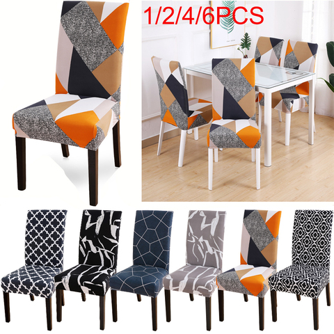 Geometric Pattern Dining Room Chair Cover Washable Stretch Seat Cover Furniture Slipcover For Hotel Wedding Banquet 1/2/4/6pcs ► Фото 1/6