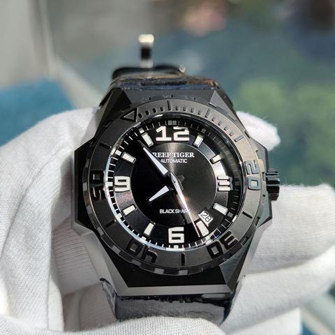 Reef Tiger/RT Топ бренд мужские спортивные часы все черные Автоматические механические водонепроницаемые часы для свиданий Relogio Masculino RGA6903 ► Фото 1/6
