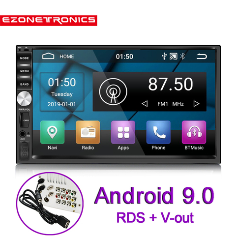 Автомобильный радиоприемник DAB + 2 Din, 7 '', GPS-навигация, Bluetooth, Android 9,0, OBD2, камера заднего вида на руль, Wi-Fi, RDS ► Фото 1/6