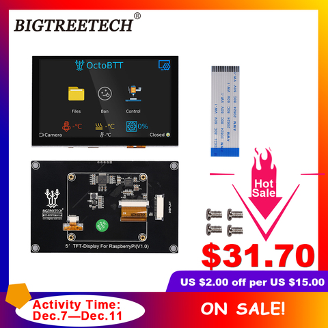 ЖК-дисплей для 3D-принтера BIGTREETECH BTT PITFT50 V1.0, емкостный сенсорный экран 800*480 мм, 5 дюймов, DSI, Raspberry Pi ► Фото 1/6