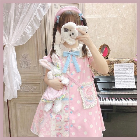Японское милое платье в стиле каваи Лолита розовое платье для вечевечерние в викторианском стиле ► Фото 1/6