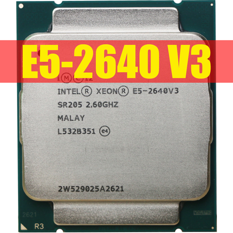 Процессор Intel Xeon E5 2640 V3 SR205, 2,6 ГГц, 8 ядер, 90 Вт, разъем LGA 2011-3, ЦП E5 2640V3 ► Фото 1/3