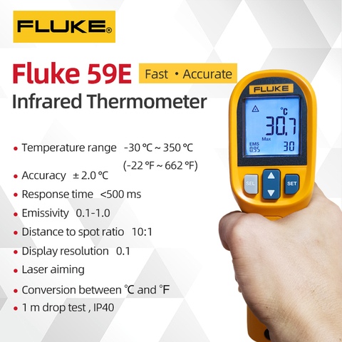 Водонепроницаемый инфракрасный термометр FLUKE 59E/F59E FLUKE 59/ F59 диапазон измерения (-18 ℃-275 ℃)D:S(8:1) ► Фото 1/6