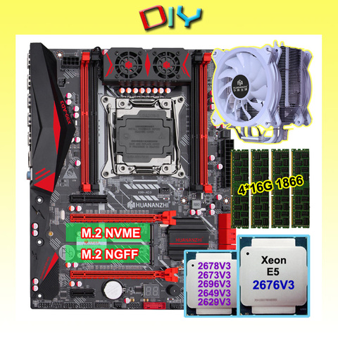 HUANANZHI X99-AD3 V3.0 материнская плата combo DIY CPU Xeon E5 2676 V3 и т. д. процессор охладитель ОЗУ 64 ГБ (4*16 Гб) 1866 RECC гарантия хорошего качества ► Фото 1/6