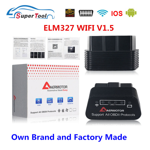 Автомобильный сканер OBD2 ELM327 V1.5 OBDII, сканер ELM327 WIFI OBD2 сканер ELM 327 Wi-Fi/WIFI 1,5 автомобильный диагностический инструмент OBD 2 ELM 327 WIFI ► Фото 1/6