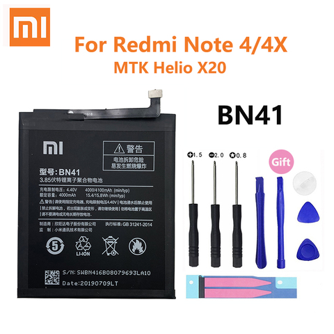 Аккумулятор для телефона Xiao Mi 4100 мАч BN41 Note4 Note4X для Xiaomi Redmi Note 4 / Hongmi Note 4X MTK Helio X20 ► Фото 1/5