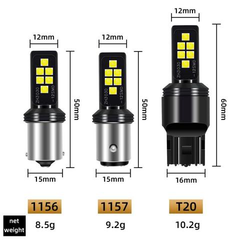 T20 1156 1157 светодиодный лампы 3030 12 светодиодов smd СВЕТОДИОДНЫЙ CanBus без ошибок 1156 BA15S светодиодный светильник для поворотов ► Фото 1/6