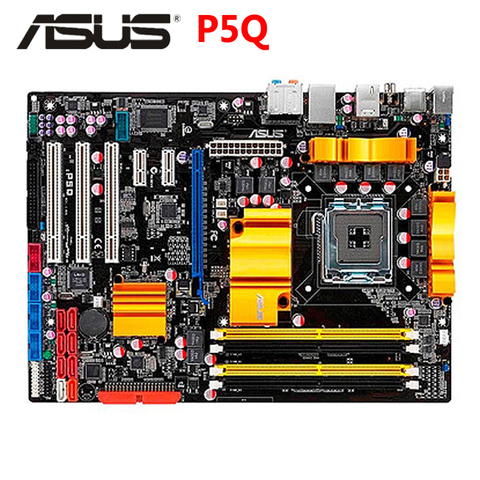 Материнская плата ASUS P5Q, 100% оригинал, 800 мгц, 667 мгц, DDR2, P5, Q, LGA 775, материнская плата по стандарту ATX, USB 2,0, PCI-E, X16, для настольных пк, б/у ► Фото 1/6