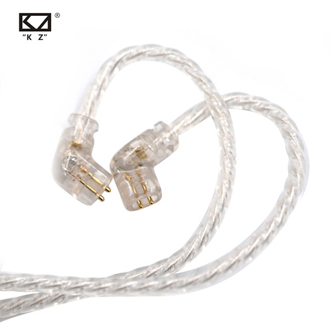 Посеребренный кабель для наушников KZ ZSX/ZSN Pro/ZS10 Pro/AS16, 2 контакта, 0,75 мм ► Фото 1/6