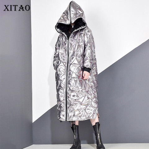 Женская парка с буквенным принтом XITAO, брендовая Свободная куртка свободного размера плюс, модель DMY1754, зима 2022 ► Фото 1/6