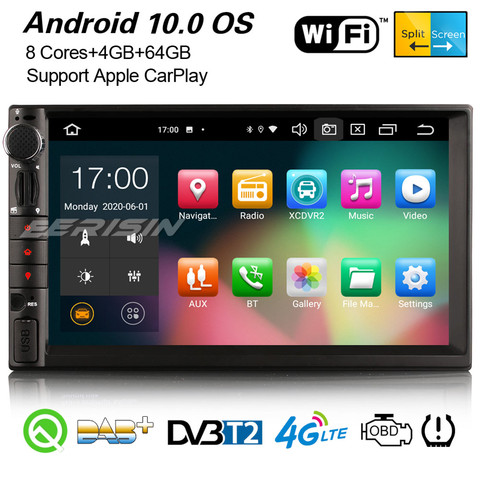 Erisin 8149 8 ядерный Android 10,0 Универсальный двойной 2 DIN автомобильный стерео CarPlay DAB + навигацией, Wi-Fi, DVB-T2 Bluetooth OBD2 SWC DSP GPS ► Фото 1/6