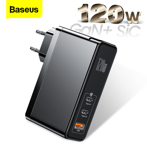 Baseus 120 Вт GaN SiC Быстрая зарядка QC4.0 QC3.0 Тип C PD Быстрая зарядка USB C зарядное устройство для Macbook Pro iPad iPhone Samsung Xiaomi ► Фото 1/6