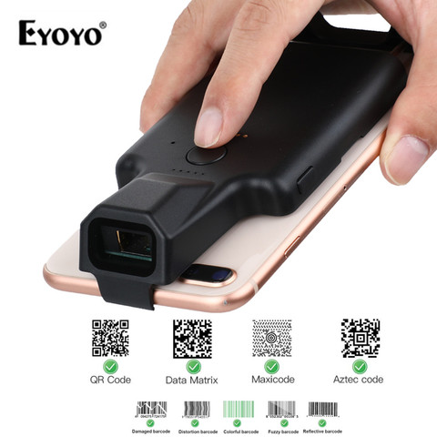 Сканер штрих-кода Eyoyo 2D с задней застежкой для телефона, Bluetooth, портативный считыватель штрих-кодов, матричный код, 1D 2D QR-сканер, система Android ... ► Фото 1/6