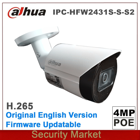 Оригинальная английская IP-камера Dahua IPC-HFW2431S-S-S2 4MP WDR POE IP67 IR Bullet ► Фото 1/1