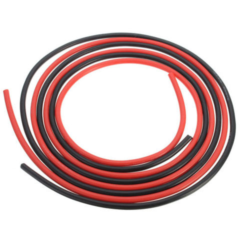 1 м черный + 1 м красный силиконовый провод 12AWG 14AWG 16AWG 22AWG 24AWG термостойкий мягкий силиконовый кабель ► Фото 1/4