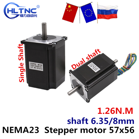 Шаговый двигатель RU ES NEMA 23, 57x56 NEMA23, 4 провода, 3 А, 1,26 нм, 180 унций/дюйм, для гравировально-фрезерного станка с ЧПУ, 3D-принтера ► Фото 1/6