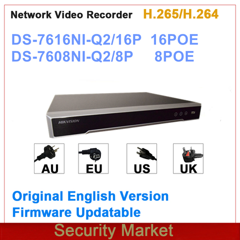 Оригинальная Internation версия hikvision Встроенная Plug & Play 4K NVR POE 8CH и 16CH DS-7608NI-I2/8P DS-7616NI-I2/16P H.265/H.264 ► Фото 1/1