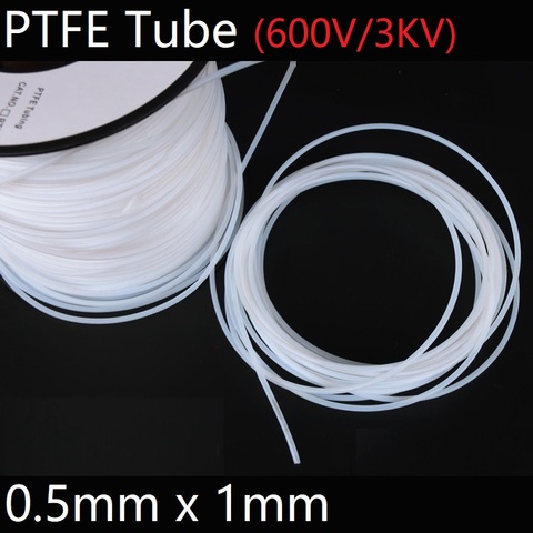 ID 0,5 мм x 1 мм OD PTFE трубка T eflon, изолированная жесткая капиллярная F4 труба, высокотемпературный устойчивый передающий шланг 3KV цветной ► Фото 1/4