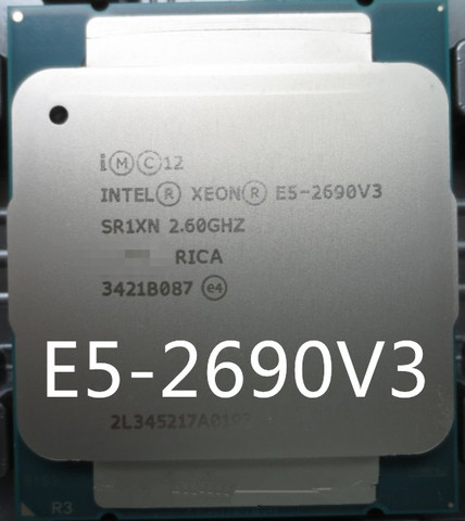 Процессор Intel E5 2690 V3 SR1XN, 2,6 ГГц, 12 ядер, 30 Мб, разъем LGA 2011-3 ЦП, Xeon E5-2690V3 ► Фото 1/1